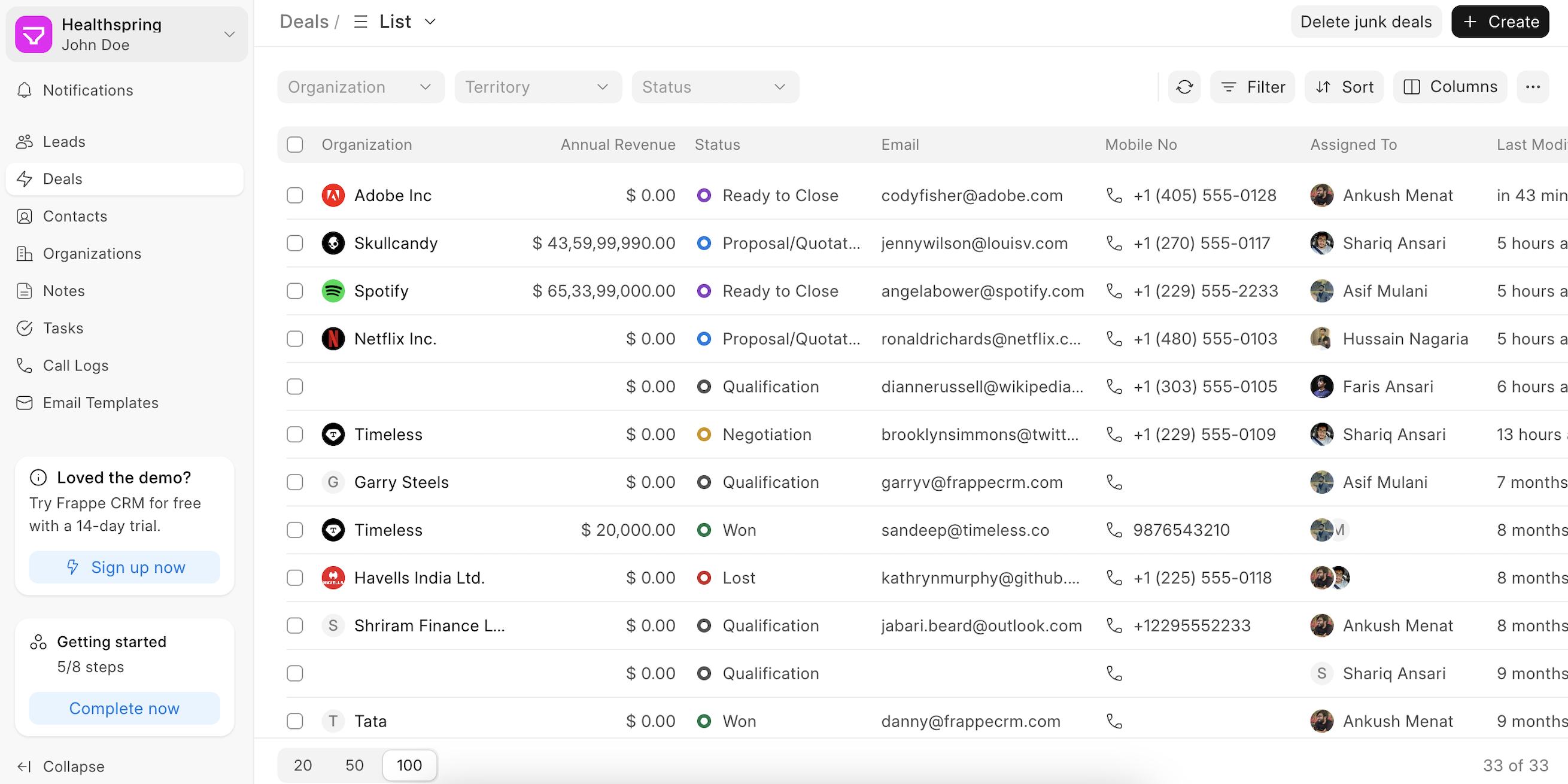 CRM Ekran Görüntüsü